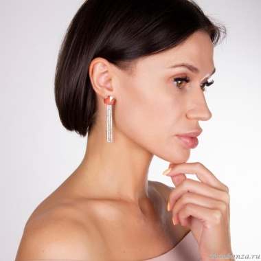 Серьги Moon Paris, Ringo, с кристаллами, MR-22.03-063 персиковый Серьги Moon Paris, Ringo, с кристаллами, MR-22.03-063 персиковый