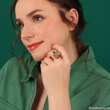 Кольцо TARATATA, Jeu De L`oie, разъемное, с цветной смолой, TT-H24-01403-20M золотистый