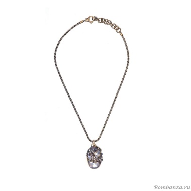 Колье Alcozer&J, лунный камень, гранат, жемчуг, сапфир, AL2502-C128JO24 золотистый