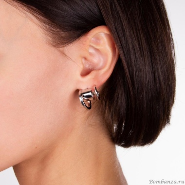 Серьги Moon Paris, Ringo, полукольца, MR-22.03-057 серебристый Серьги Moon Paris, Ringo, полукольца, MR-22.03-057 серебристый