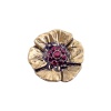 Брошь Alcozer&J, цветок с гранатом, AL2406-S5553C золотистый