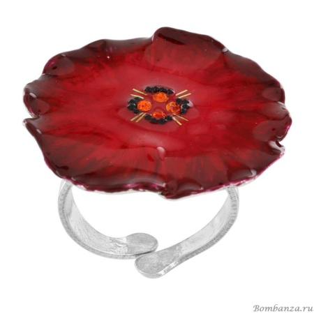 Кольцо TARATATA, Bloom, разъемное, смола, стразы, микрошарики, TT-W23-11431-103 красный