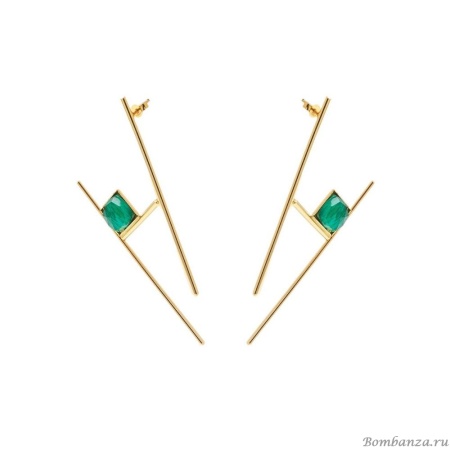 Серьги Katerina Vassou, Cameron, с малахитом, KV23-306478G зеленый