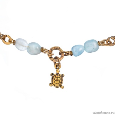 Колье Alcozer&J, с аквамарином, AL-C48AL24-R голубой