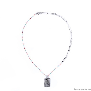 Колье Moon Paris, Ringo, бирюза, коралл, яшма, MR-22.03-022 серебристый Колье Moon Paris, Ringo, бирюза, коралл, яшма, MR-22.03-022 серебристый