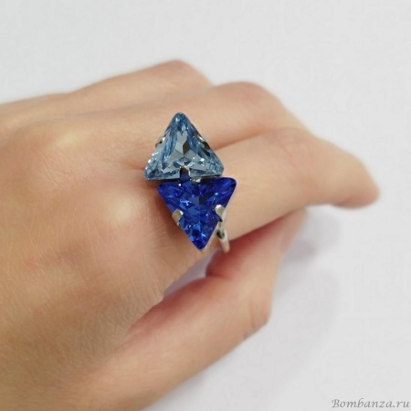 Кольцо Catherine Bijoux, The three sides of the triangle, разъемное, с кристаллами, CB24.2-5305DS синий