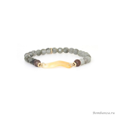 Браслет Nature Bijoux, Eclipse, эбеновое дерево, лабрадорит, перламутр, NB25.2-13-44231 серый