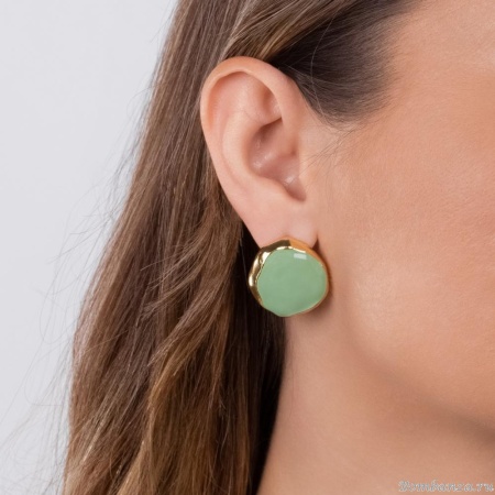 Серьги Moon Paris, с цветной эмалью, Mo-Y24.06-010 зеленый