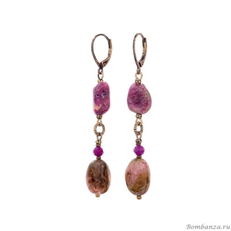 Серьги Lanzerotti, Elisir, с турмалином и рубином, LZ-25.10-314 розовый