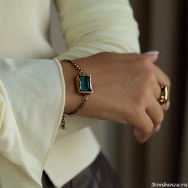 Браслет Thot Gioielli, с рейнстоуном, TG25.1-BR586 аквамариновый Браслет Thot Gioielli, с рейнстоуном, TG25.1-BR586 аквамариновый