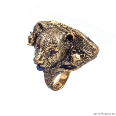 Кольцо Alcozer&J, друза агат, жемчуг, гранат, AL2406-A108AI24 золотистый