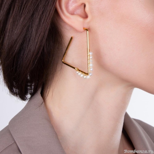 Серьги Moon Paris, с жемчугом, Mo-22.03-037 золотистый