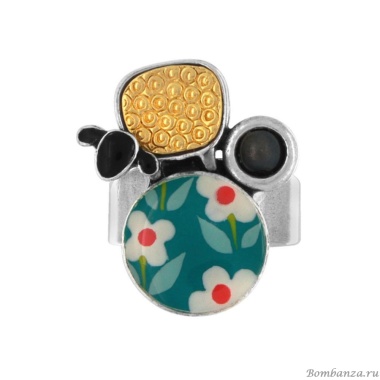 Кольцо TARATATA, Tweed, разъемное, с цветной смолой и гематитом, TT-W24-06431-10M серебристый