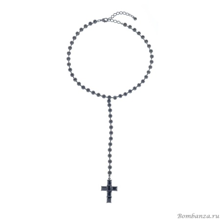 Колье Moon Paris, Ringo Queen, с крестом и кристаллами, MRQ-23.12-049 серый