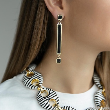 Серьги Francesca Bianchi, с эмалью, FB25.2-32D черный