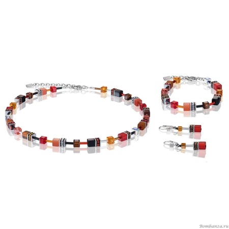 Серьги Coeur de Lion GeoCUBE®, Red Orange, 2838/20-0302. Германия