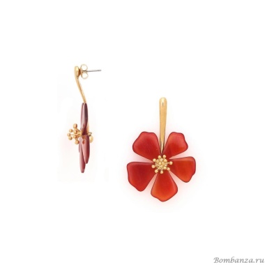 Серьги Nature Bijoux, Hibiscus, с цветком из рога, NB25.1-12-79981 красный