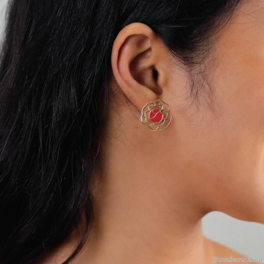 Серьги Franck Herval, Camelia, с цветной эмалью, FH24.2-12-69226 золотистый