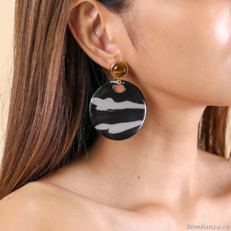 Серьги Nature Bijoux, Zebra, тигровый глаз, смолистый песок в смоле, NB24.2-12-79720 черный Серьги Nature Bijoux, Zebra, тигровый глаз, смолистый песок в смоле, NB24.2-12-79720 черный