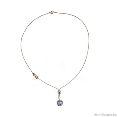 Колье Alcozer&J, жемчуг, гранат, кристаллы Swarovski, AL-C5468C золотистый