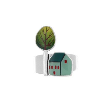 Кольцо TARATATA, Mon ptit village, разъемное, с цветной смолой и узорами, TT-H25-03406-10M серебристый