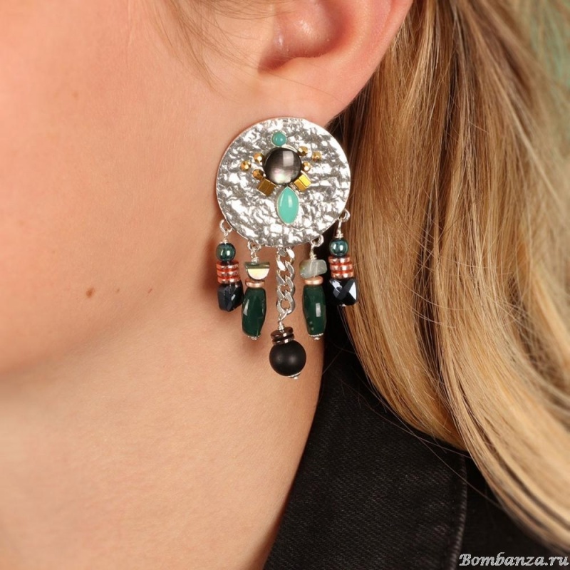 Серьги TARATATA, Celeste, смола, бусины, стразы и кабошон, TT-W23-09969-104 синий Серьги TARATATA, Celeste, смола, бусины, стразы и кабошон, TT-W23-09969-104 синий