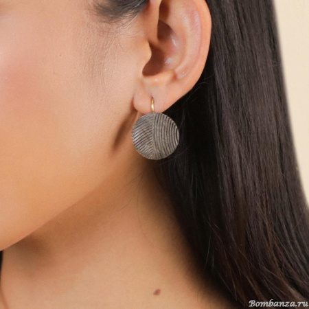 Серьги Nature Bijoux, Eclipse, со вставкой из эбенового дерева, NB25.2-12-90252 серый