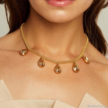 Колье VIDDA, Drop, с кристаллами Swarovski, VD23.2-01749 янтарный, 45см