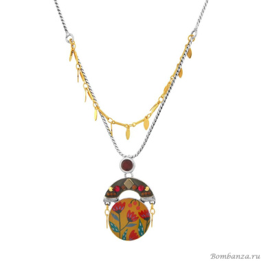 Колье TARATATA, Sirocco, со смолой, бусинами, стразами и агатом, TT-W24-07112-10M серебристый