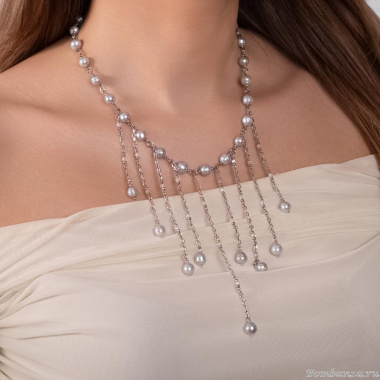 Колье Lanzerotti, Gelido, с жемчугом и цирконием, LZ-25.02-052 серый