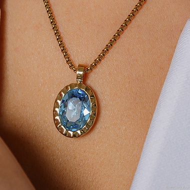 Колье Qudo, TIVOLA UNICA big (G/P) Aquamarine 3cm, 420528 Колье Qudo, TIVOLA UNICA big (G/P) Aquamarine 3cm, 420528