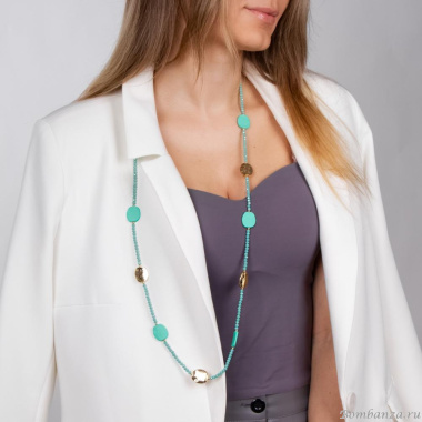 Колье Moon Paris, Lorian, с кристаллами, ML-24.03-008 бирюзовый