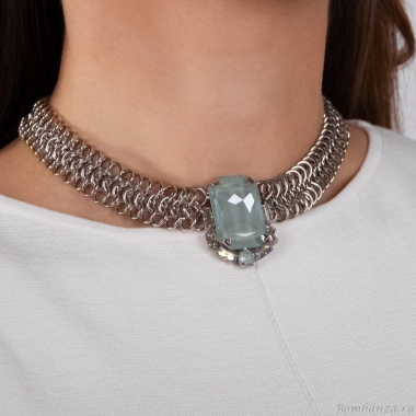 Колье Crezus, Solace, с кристаллами, CZ24-24E43 аквамариновый Колье Crezus, Solace, с кристаллами, CZ24-24E43 аквамариновый