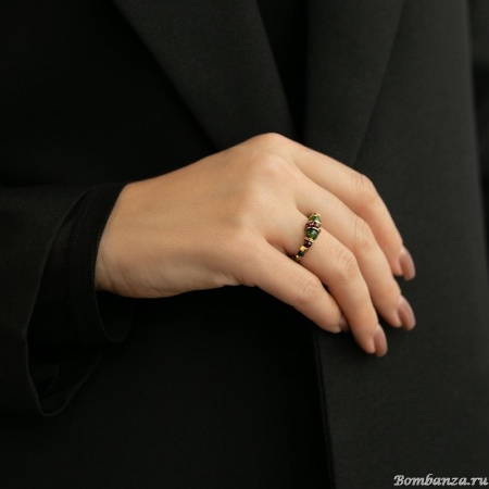 Кольцо Lanzerotti, Elisir, стрейч, жад, гранат, гематит, LZ-25.10-339 зеленый