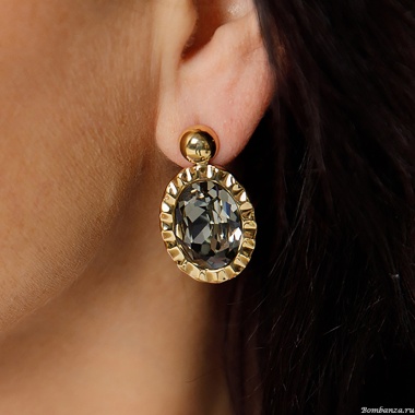 Серьги Qudo, TIVOLA UNICA big (G/P) Black diamond 2,65cm, 332040 Серьги Qudo, TIVOLA UNICA big (G/P) Black diamond 2,65cm, 332040
