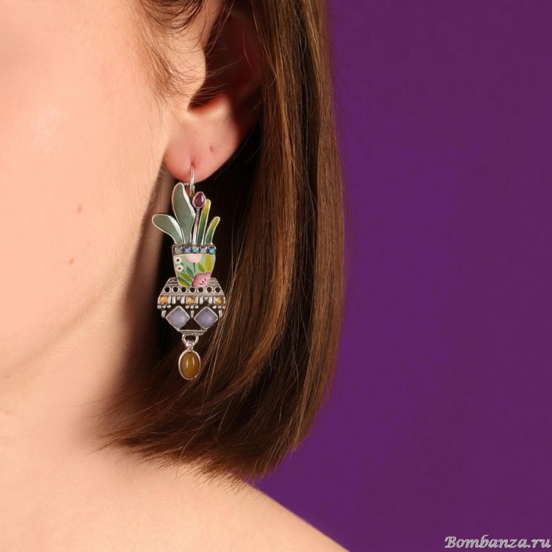 Серьги TARATATA, Ciboulette, асимметричные, смола, стразы и бусины, TT-E24-08768-10M серебристый Серьги TARATATA, Ciboulette, асимметричные, смола, стразы и бусины, TT-E24-08768-10M серебристый