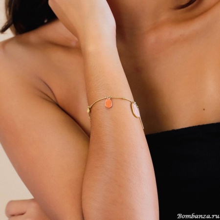 Браслет Franck Herval, Aurore, ракушки Capiz в смоле,кристалл Swarovski, FH24.2-13-72783 золотистый