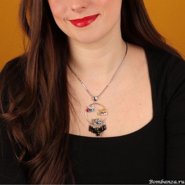 Колье TARATATA, Dans les nuages, с цветной смолой и стеклянными бусинами, TT-H24-03104-10M серебристый Колье TARATATA, Dans les nuages, с цветной смолой и стеклянными бусинами, TT-H24-03104-10M серебристый