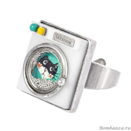 Кольцо Taratata, Essorage, разъемное, серебристое с цветной смолой и металлическими микрошариками, TT-T20-50410-101