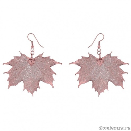 Серьги лист канадского клена, серебро, Ester Bijoux, розовые