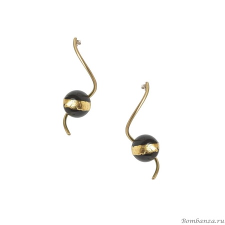 Серьги Katerina Vassou, Izora, со сферами и золотистым тиснением, KV23.2-308390 черный