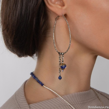 Серьги Lanzerotti, Alba, дюмортьерит, муранское стекло, LZ-24.02-073 синий Серьги Lanzerotti, Alba, дюмортьерит, муранское стекло, LZ-24.02-073 синий