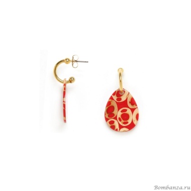 Серьги Nature Bijoux, Piccadilly, полукольца, с пальмовым орехом в смоле, NB23.2-12-79011 красный