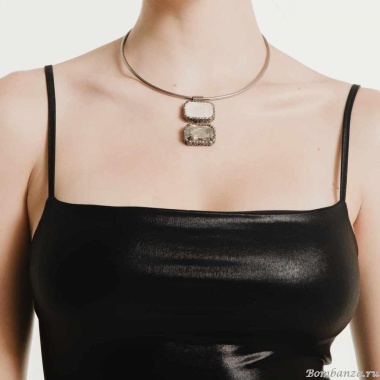 Колье Katerina Vassou, Balustrade, гривна, с кристаллами, KV24.2-401484B серебристый Колье Katerina Vassou, Balustrade, гривна, с кристаллами, KV24.2-401484B серебристый