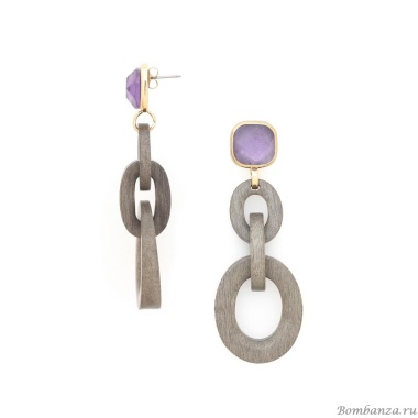 Серьги Nature Bijoux, Lavender, ракушка Capiz в смоле, эбеновое дерево, NB25.1-12-90106 сиреневый