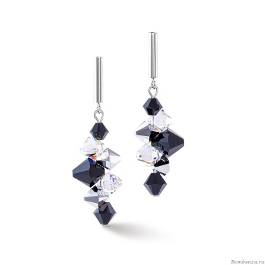 Серьги Coeur de Lion, Black-Crystal, 4640/21-1318