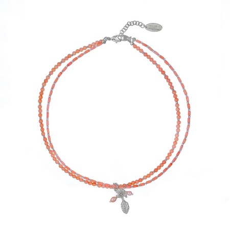 Колье Lanzerotti, Anne with an E, двойное, коралл, жемчуг и кристаллы, LZ-25.08-239 розовый