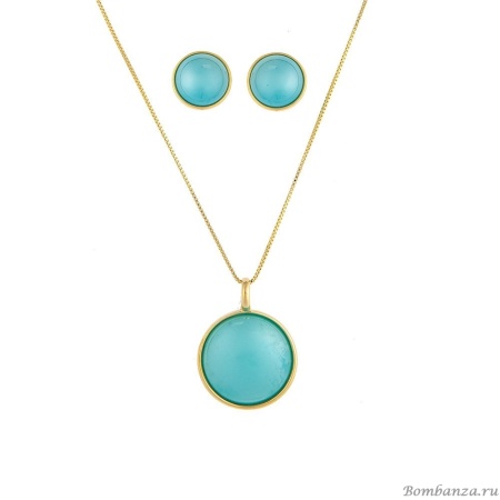 Комплект Possebon колье и серьги, Pearl Blue Sky Agate