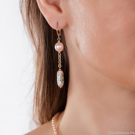 Серьги Lanzerotti, Pesca, с жемчугом и бусиной расписанной вручную, LZ-24.05-267 розовый