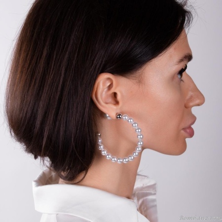 Серьги Moon Paris, Ringo Queen, полукольца с жемчужными бусинами, MRQ-23.03-009 белый Серьги Moon Paris, Ringo Queen, полукольца с жемчужными бусинами, MRQ-23.03-009 белый